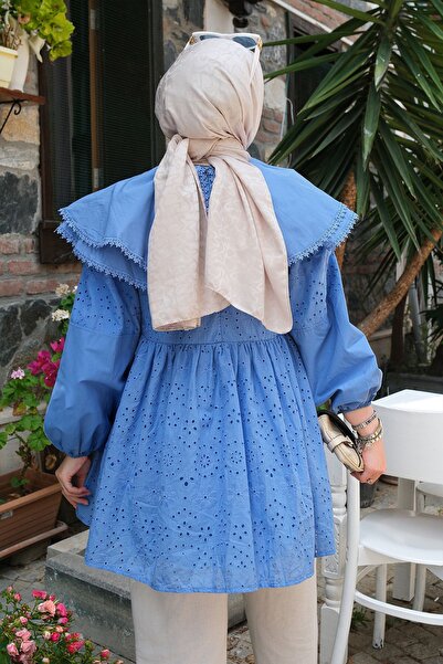 LOCCO Blue Lace Baby Collar Shirt