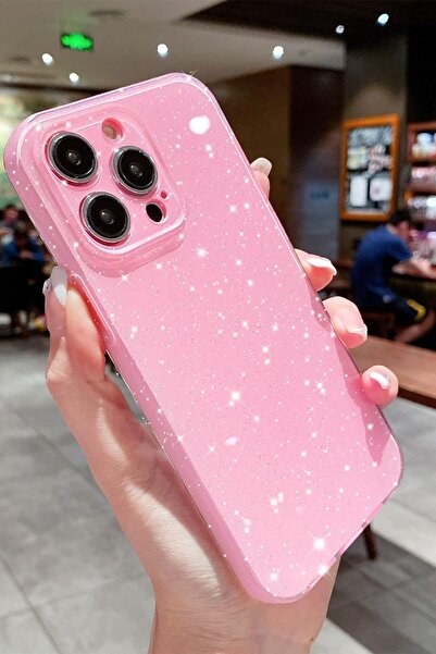 KVK PRİVACY Apple iPhone 15 Pro Max Kılıf Simli İnce Darbe Dayanıklı Silikon ...