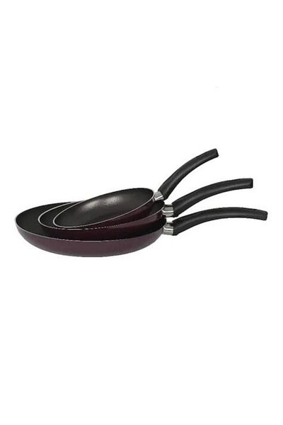 Mehtap Purple Color 3-Piece Teflon Pan Set - 18-22-26 Cm
