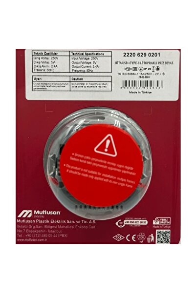 Genel Markalar Rita USB + Type-C Li Topraklı Priz Beyaz