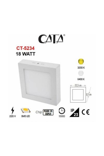 Cata 18w Square Surface Mounted Led Panel Luminaire - Ct-5234 Aluminum Case White Light