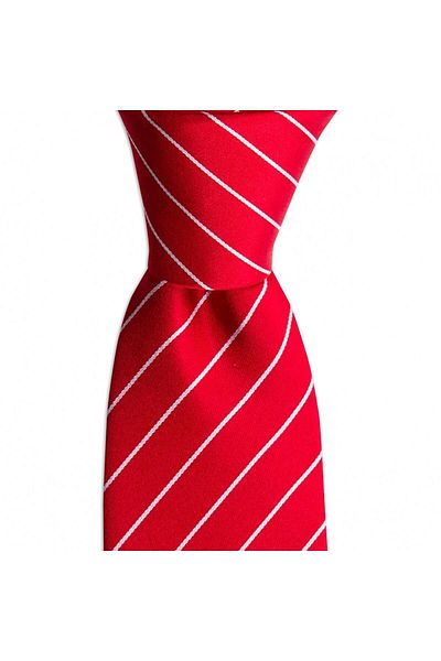 1001 Kravat Red Striped 7.5 cm Wide Silk Tie