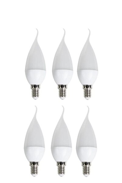 Cata 6'lı Ct-4084 Kıvrık Led Ampul-ince E14 Duy-kıvrık Avize Ampülü-beyaz Işık 6400k