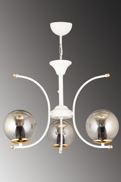 SONSUZ AYDINLATMA&AVİZE Fairy White 3-Piece Smoked Globe Glass Praying Modern Luxury Chandelier