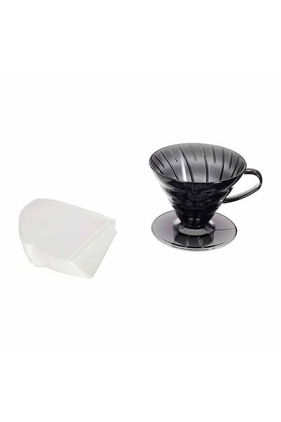 Hario V60 02 Black Transparent Plastic Dripper and 40 Filter Set