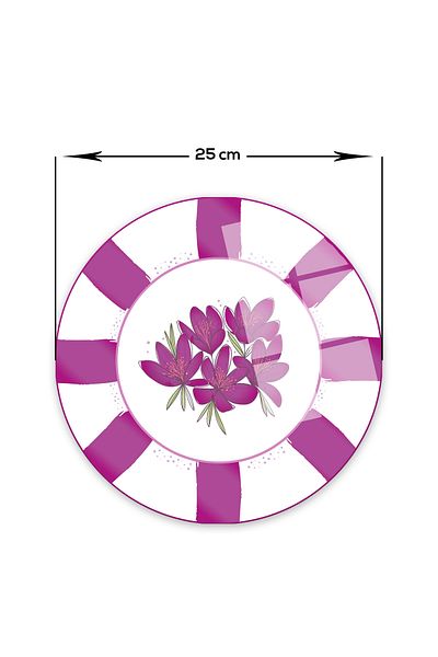 Decorita Pink Concept Glass Plate - Breakfast and Cake Plate - Diameter 25cm