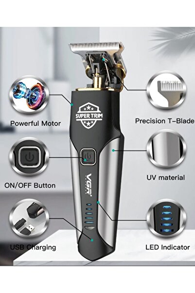 VGR RenkStore V-287 Paslanmaz Çelik Bıçaklar Sıfıra Yakın Tıraş Saç-Sakal-Ense-Vücut Tıraş Makinesi