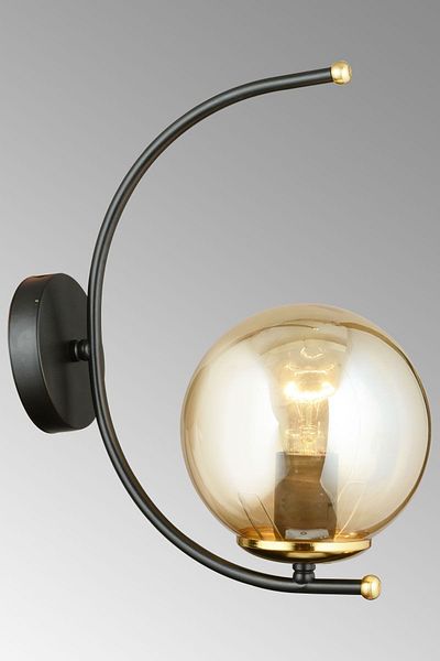 SONSUZ AYDINLATMA&AVİZE Black Fairy Honey Glass Upward Facing Modern Sconce
