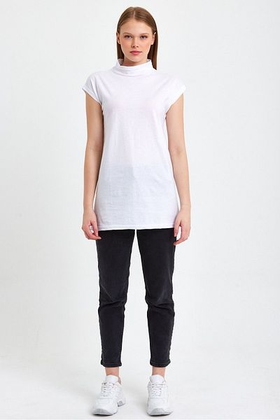 ESPİNA Stand Collar Sleeveless Knitted Cotton Tunic
