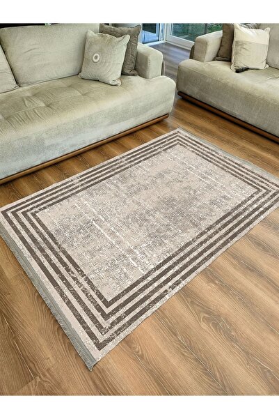 kilim home Mars Serisi Kahve Tonlarında Çizgili Etnik Desen Kaymaz Taban Şöni...