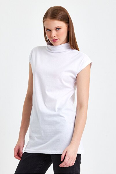 ESPİNA Stand Collar Sleeveless Knitted Cotton Tunic