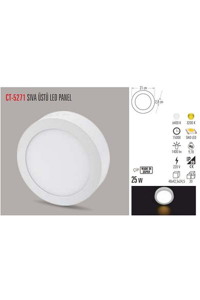 Cata Ct-5271 25w/6400k AlmS.ü Led Luminaire Yuv(white)