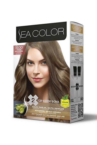 seacolor Sea color saç boyası YOĞUN AÇIK KUMRAL 8/00 mükemmel beyaz kapama 2'li tüp