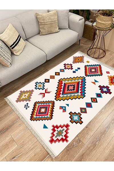 kilim home Covor decorativ țesut cu model scandinav în tonuri multiple din se...