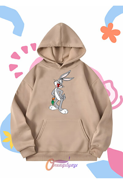oneagılyazı Unisex dečija majica - Bugs Bunny Mrkva Štampano , Oversize kroj ...