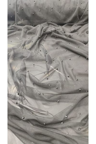 River Fabrics Black Beaded Tulle