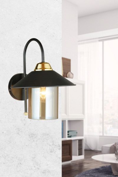 SONSUZ AYDINLATMA&AVİZE Black Maya Down-Facing Modern Sconce