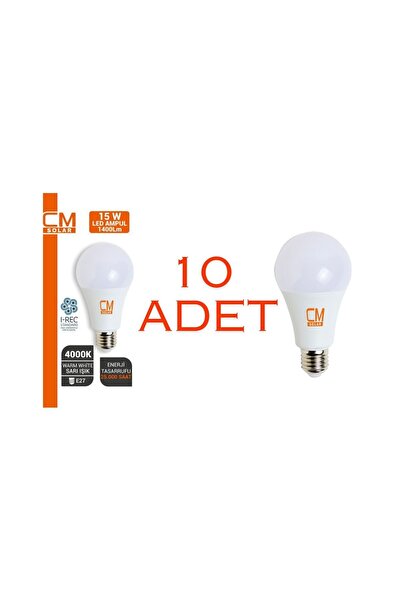 cm solar 15W E27 DUY 4000K GÜN IŞIĞI LED EV AMPULÜ 10'LU PAKET