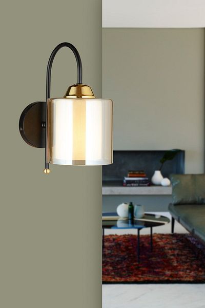 SONSUZ AYDINLATMA&AVİZE Black UFO Double Glass Downward Facing Modern Sconce