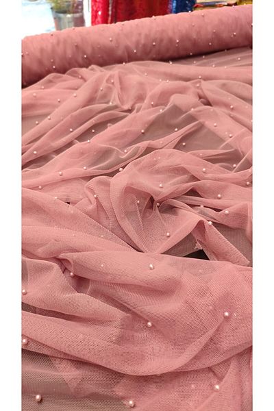 River Fabrics Beaded Tulle Powder