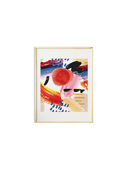 Ayışığı Dizayn Maximalist Fun Summer Natural Lemn Rama Poster Set de pictură de perete unic