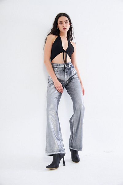 Kutaf Silver Leaf High Waist Jeans