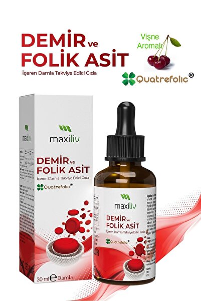 Maxiliv Lipozomal Demir Ve Folik Asit Damla – 30 ml | Takviye Edici Gıda