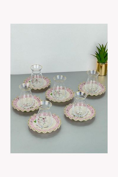 Glore Luxury Crystal Glass Roses 6-Piece Tea Set