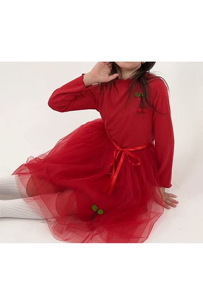 Fenomen Kids Long Sleeve Cherry Tutu Dress