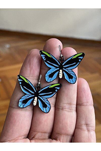 Rupen Kraft لطيف تصميم الفراشة الزرقاء الأقراط