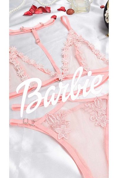 Design Show Pink Bridal Lingerie - Luxury Powder Color, Lace Detailed, Sexy Fancy Set