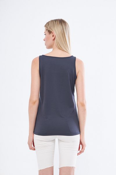 YÜKSEL IŞIK Anthracite Color Athlete Undershirt - Thick Straps and Rely Printed