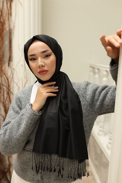 Silk Home Black Double Sided 100% Silk Shawl
