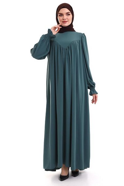 Berel Moda Φόρεμα σε πράσινο χρώμα με V παραλληλία