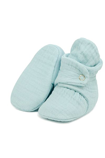 Ella Bonna Organic Cotton Muslin Baby Booties, Newborn Slippers, Mint Green