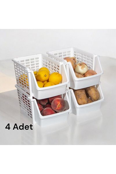Nesto Home Set of 4 Bathroom and Kitchen Organizer Addable Multi-Purpose Multi-Purpose Shelf