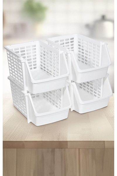 Nesto Home Set of 4 Bathroom and Kitchen Organizer Addable Multi-Purpose Multi-Purpose Shelf