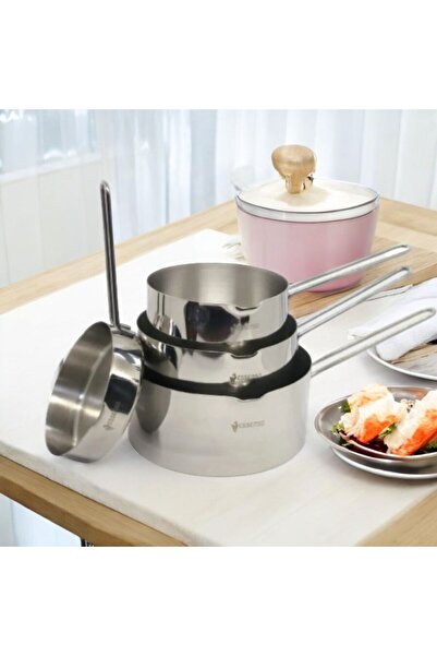 Altun Copper طقم إبريق حليب كاسيرولا مكون من 4 قطع (إبريق حليب و12 سم-14 سم-16 سم) Esse