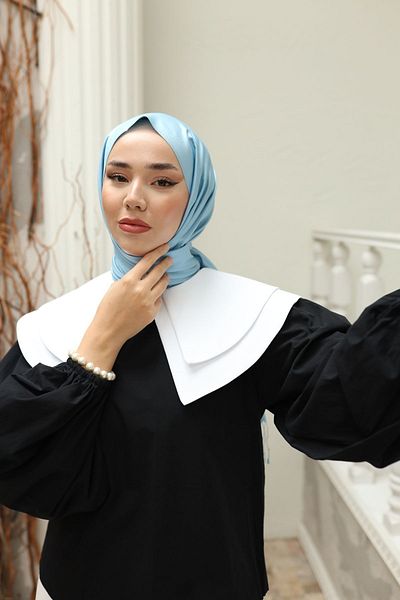 Silk Home Baby Blue Double Sided 100% Silk Shawl