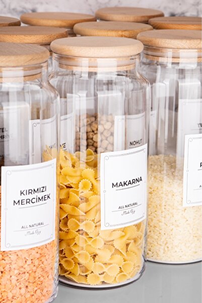 MODA OZY 1300ml 12-Piece Vacuum Large Size Storage Set with Wooden Lid - Glass Pulses Jar (Label Included)