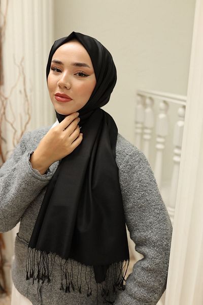 Silk Home Black Double Sided 100% Silk Shawl