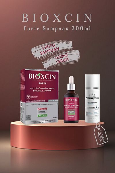Bioxcin Forte Shampoo - Set with All Hair Types 300ML, Forte Serum 50ml and Gel Gift