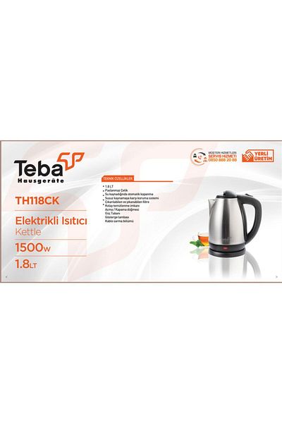 Teba Th-118rck 1500 W Steel Kettle - 1.8 Lt