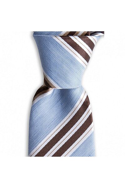 1001 Kravat Men's Light Blue Striped 8 cm Wide Silk Linen Blended Necktie