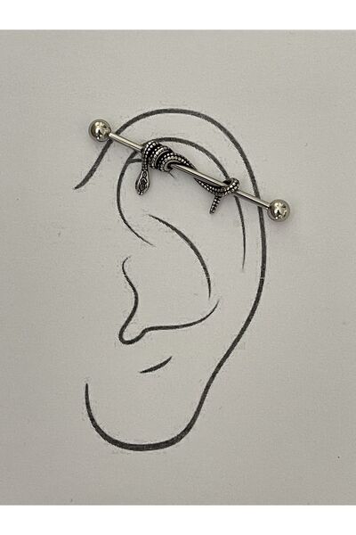 Rupen Kraft 316L Surgical Steel 38 mm Silver Color Snake Detail Bridge Piercing