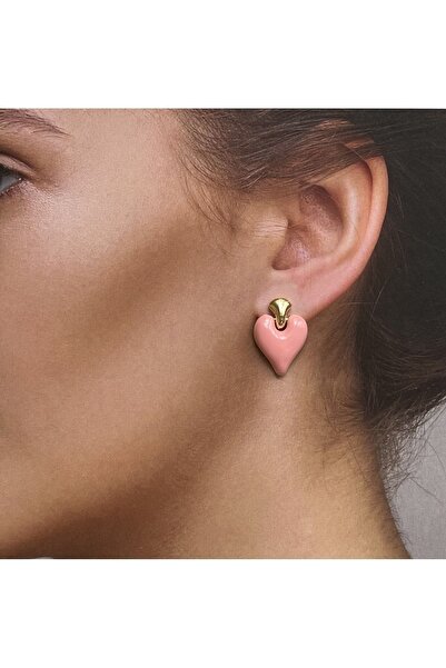 Rupen Kraft أقراط القلب الأنيقة بالمينا أقراط القلب الوردي