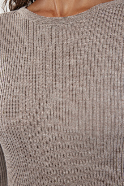 Trendyol Collection Mink mini kötöttáru szoknya tip csíkos ruha TWOAW20EL1274