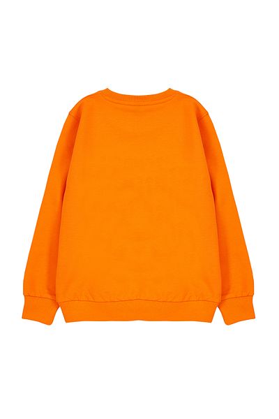 TRENDYOLKIDS Orange Seasonal Knitted Sweatshirt for Boy - Thin Slogan Pattern Tkdaw25sw00007