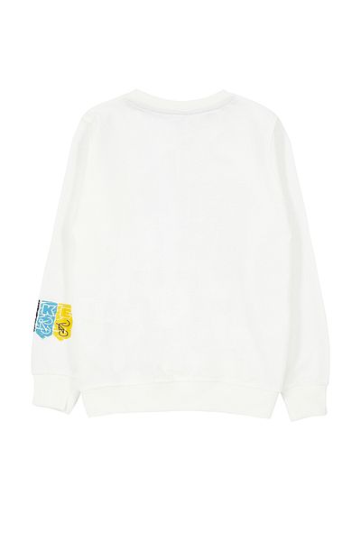 TRENDYOLKIDS Ecru Knitted SWeatshirt - Embroidered and Embroidered Print, TKDAW25sw00007