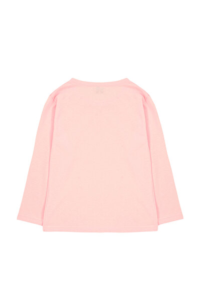 TRENDYOLKIDS Girl's Crew Neck Cotton T-Shirt - Powder Patterned Tkdaw25Ts00010